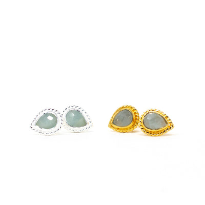 Boho Drop Stud Milky Aquamarine